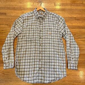 Carhartt Mens Sz M Flame Resistant FR Flannel Shirt Plaid Work Utility EUC